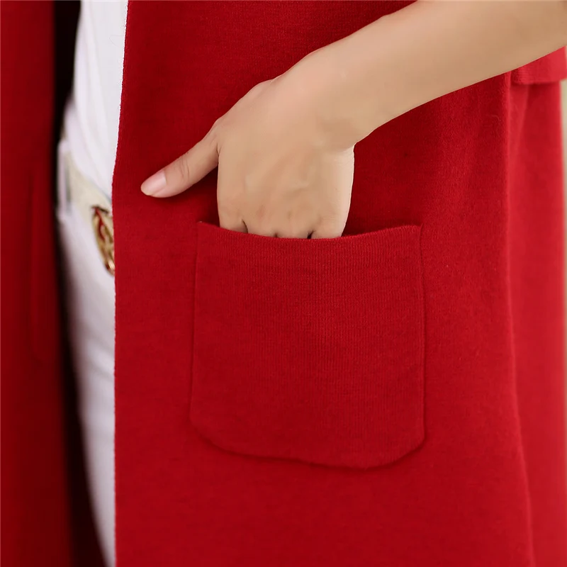 Осенние Новые свитера пальто средней длины Модный женский вязанный кардиган