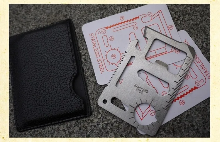 2PCS Stainless Steel Multi Credit Card Tools bottle opener Portable Pocket Wallet Tool Knife With Leather Package | Дом и сад