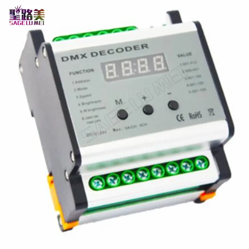 Бесплатная доставка DC12V - 24V DMX Rail 4CH декодер DMX512 4-канальный светодиодный