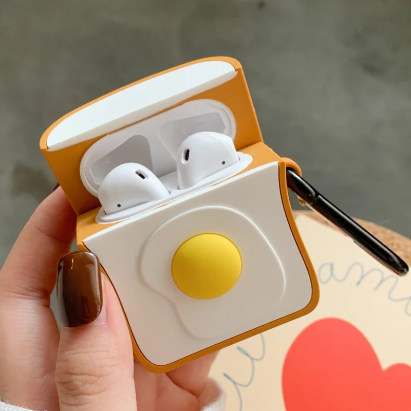 Силиконовый чехол с изображением яиц для наушников airpods 2 защитный беспроводной