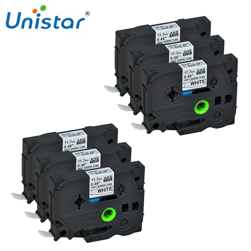 Unistar 6 шт. в упаковке товара совместима с термоусадочной трубкой Brother 11 7 мм X 1 5 м