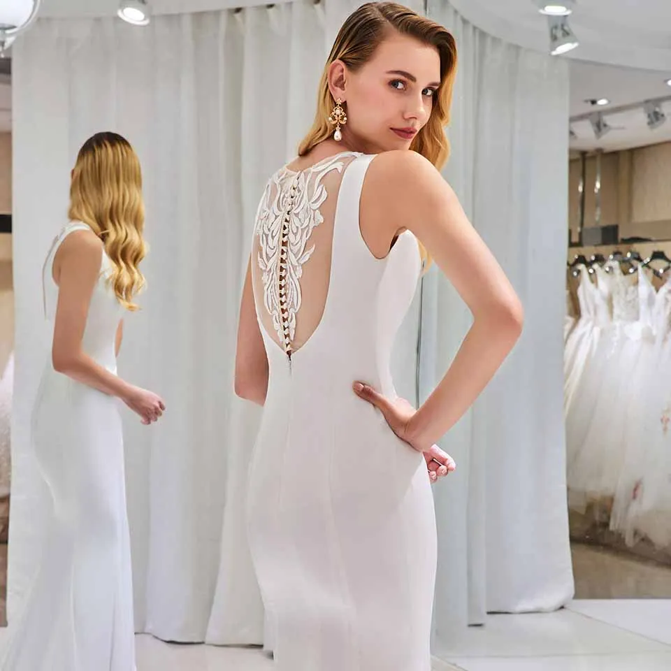 Элегантное свадебное платье Dressv с v образным вырезом кружевное до пола юбкой годе