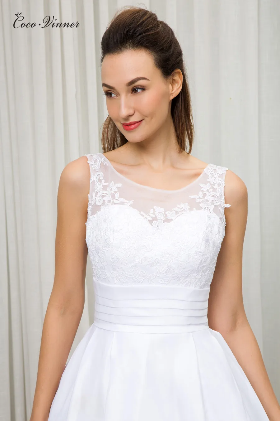 Vintage Elegant Ball Gown Satin Wedding Dress Europe New Boat Neck Lace Appliques Ruched Simple Bright Dresses W0204 | Свадьбы и
