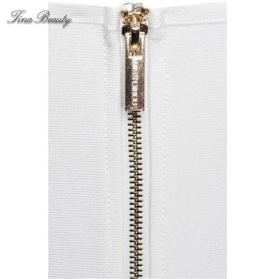 

Tina Beauty White Halter Sleeveless Over Knee Cutout Sexy Bandage Dress Female Cross Backless Bodycon Dress Party Dresses