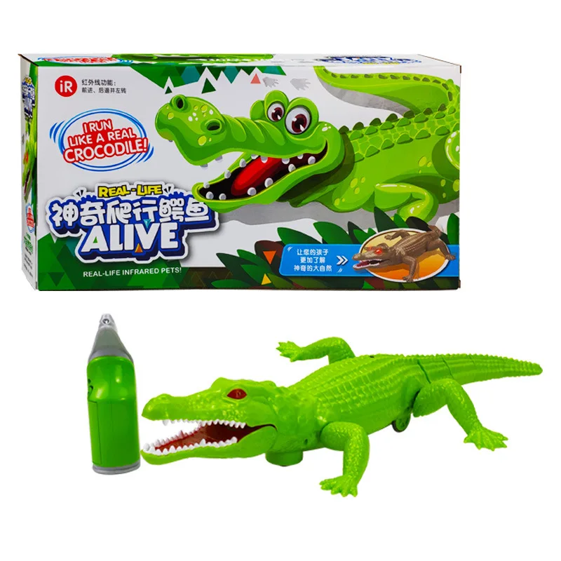 Green Retail Box RC животное настоящая жизнь крокодил моделирование шалость дистанционное управление животное инфракрасный Домашние животные электронные игрушки для детей Подарки - Цвет: Green Retail Box