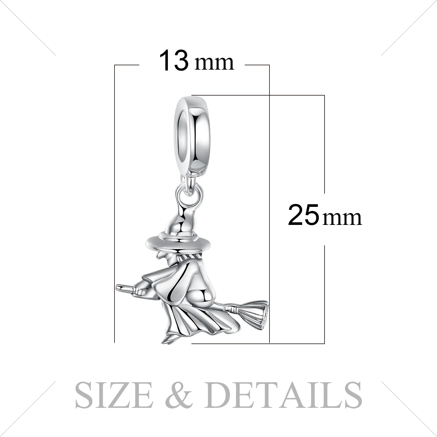 JewelryPalace 925 пробы серебро ведьма на метле подвеска в форме шара браслеты модные женские туфли DIY бисера Шарм Для Браслеты