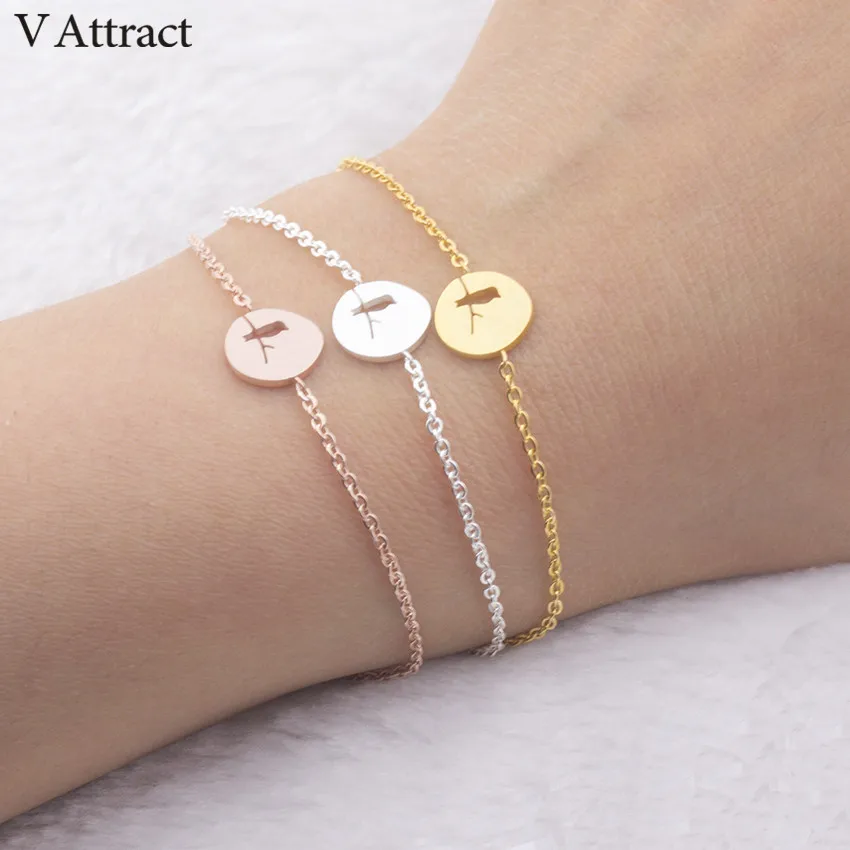 Женский браслет из нержавеющей стали с подвеской Птица на ветке|pulseira masculina|stainless