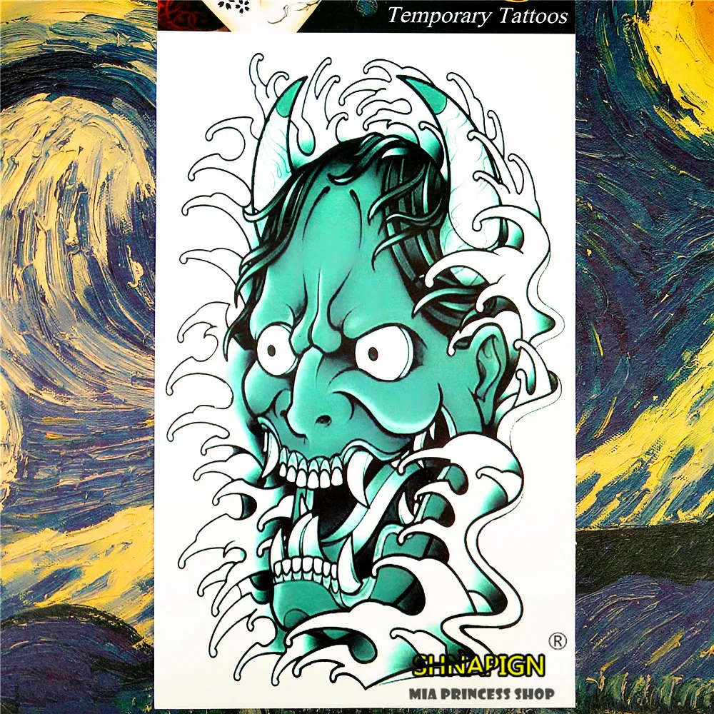 SHNAPIGN черная корова дьявол временная татуировка боди арт 12*20 см флэш наклейка s