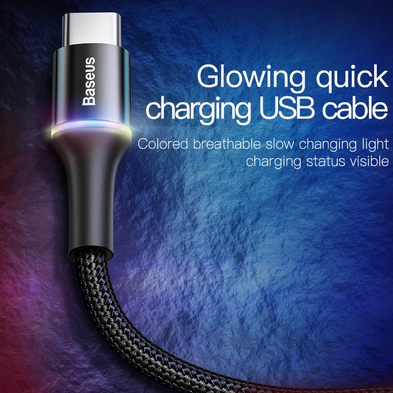 Baseus USB Type C Cable For Samsung S20 S21 Xiaomi POCO Fast Charging Wire Cord USB-C Charger Mobile Phone USBC Type-C Cable 3m