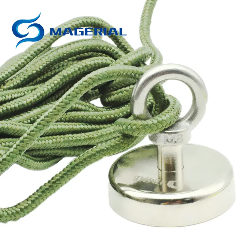 Strong Fishing Magnet Diameter 48 60 75 mm with Nylon Rope NdFeB Powerful Pulling Neodymium Permanent Magnetics Treasure Hunting|magnet magnet|magnet