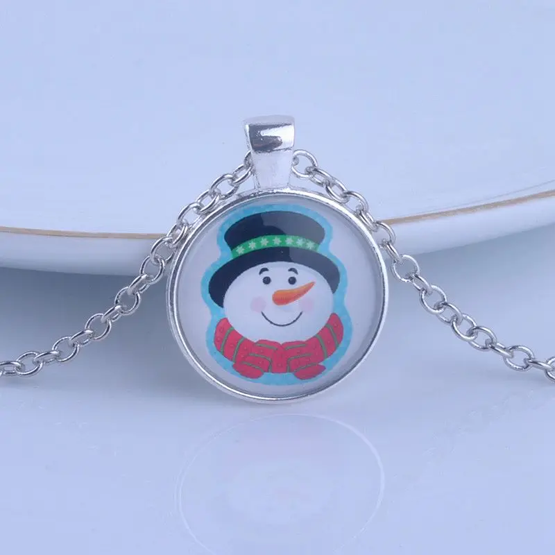 Рождественский подарок ожерелье стеклянный кабошон картинка с Санта-Клаусом