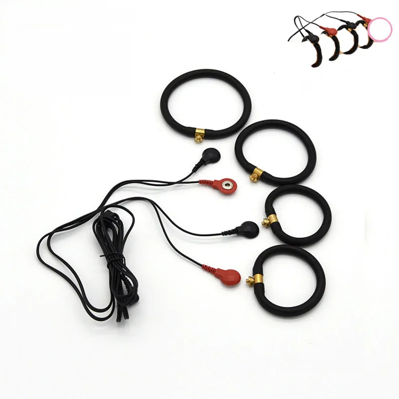 Черный электродная проволока + поражения электрическим током пенис кольцо Пенис