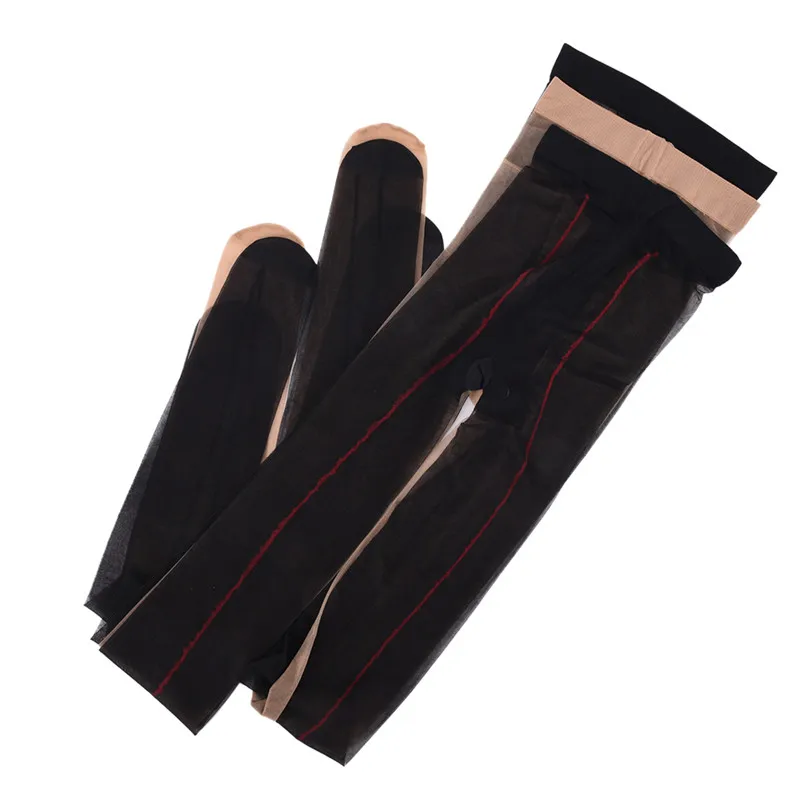 Для женщин пикантные женские чулки боковой шов черная кожа сапоги до бедра Чулки