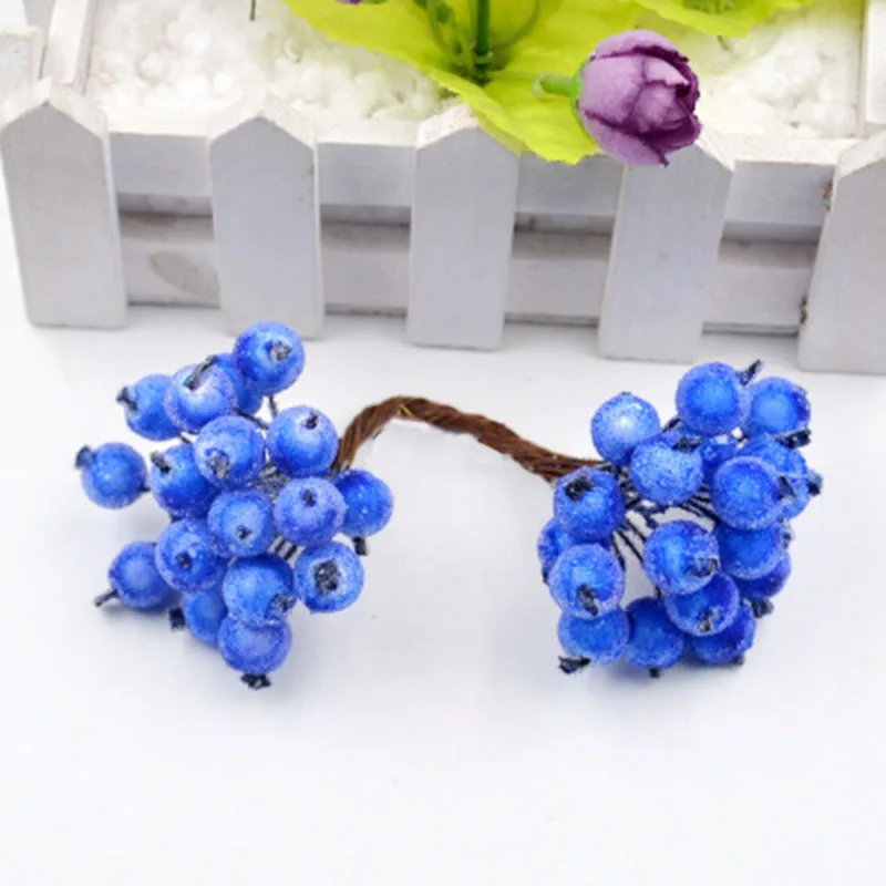 Royal Blue 40 головок, искусственные фрукты, стекло, ягоды, тычинки, Рождественское украшение, сделай сам, Подарочная коробка, скрапбукинг, декоративный венок, ремесло, искусственный цветок - Цвет: Royal Blue