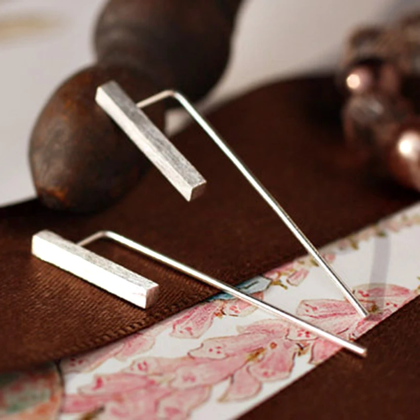 Маргаритки из чистого 925 стерлингового серебра матовый квадратный бар манжеты