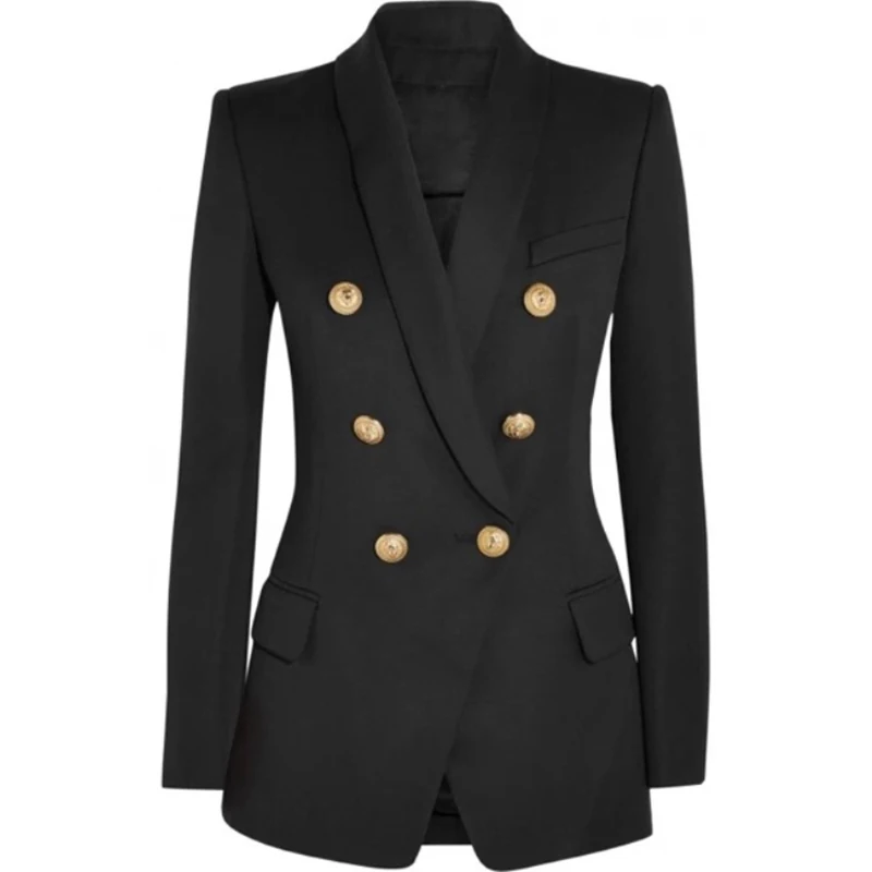 

EXCELLENT QUALITY Office Lady Career Blazer for Women Double Breasted Classic Shawl Collar Blazer Outer Wear