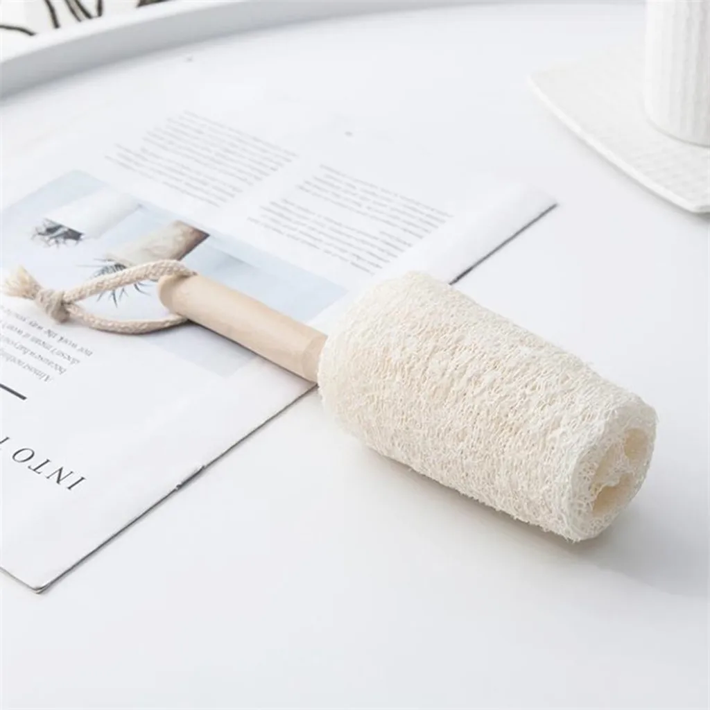 Натуральная щетка для чашки Loofah деревянная ручка может быть висячая инструменты