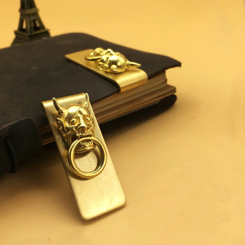 Бренд 2017 твердая медная латунная маска хання зажим для денег Тонкий Карманный