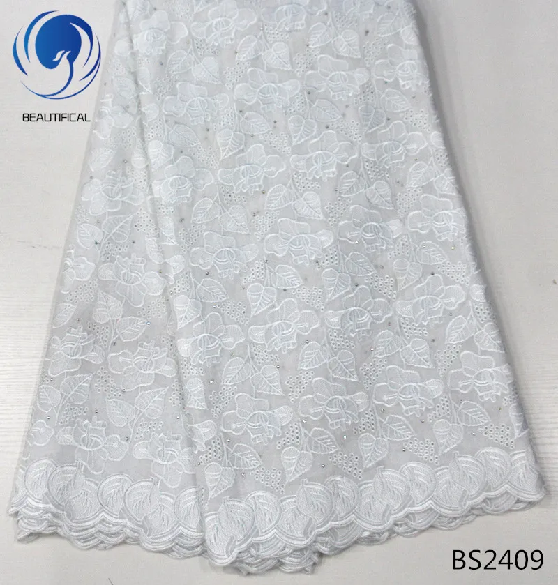 BEAUTIFICAL swiss lace fabric african voile cotton blue high quality 5 yards/piece for women BS24 | Дом и сад