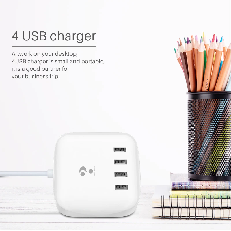 Зарядное устройство для путешествий с 4 usb портами и светодиодным