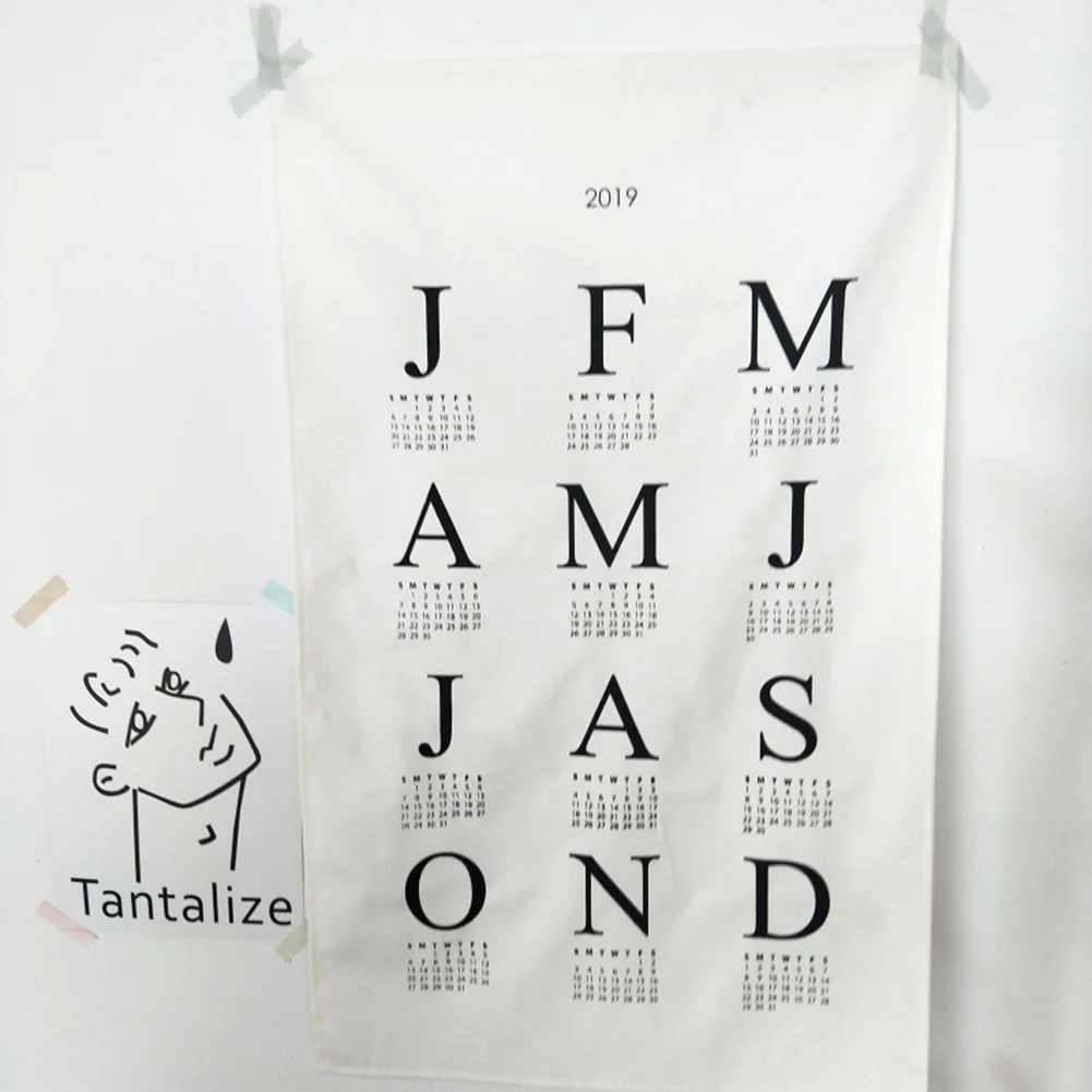Хлопковый Декор на стену для дома простая большая подвесная ткань 2019 Календарь