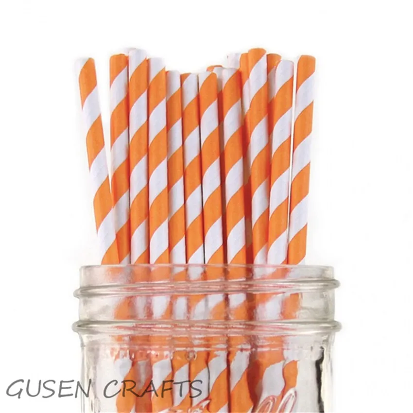 

400pcs/lot orange Paper Straws for kids birthday & wedding decorative party event supplies Creative Drinking Straws