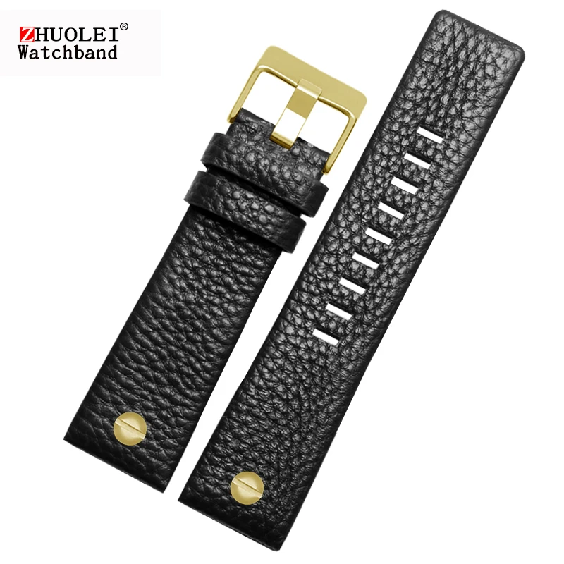 genuine leather watchband for diesel watch belt  DZ7257 1657 4323 7314 7313 7371 straps 22 24 26 27 28 30mm black brown white