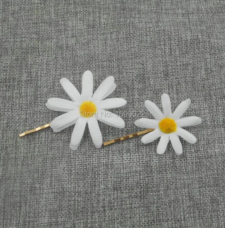 Свежие белые заколки для волос маргаритки цветы из искусственной ткани Заколки