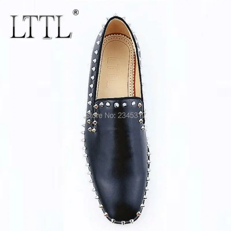 Мужские кожаные лоферы с заклепками без шнуровки | Обувь