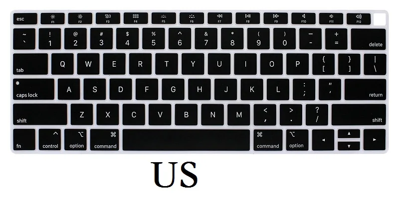 US Black ЕС США для Macbook Air 13 крышка клавиатуры силиконовый A1932 Английский для Macbook Air 13 A1932 клавиатура пленка кожа - Цвет: US Black