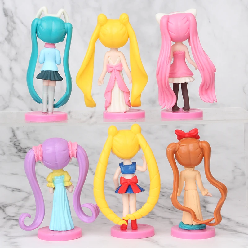 6 шт./компл. аниме Сейлор Мун Цукино Usagi Hatsune Miku Janpanese девушки большой глаз Фигурки