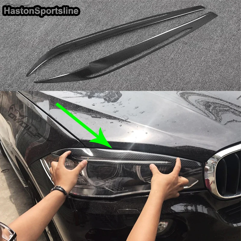 X5 F15 углеродное волокно Передняя подсветка для BMW 2014 2015 2016 2017|headlight eyelids|for bmwcarbon fiber |