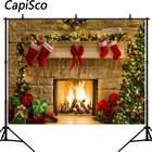 Capisco фотография рождественской елки для фотосъемки с изображением камина кирпичная стена Санта Клаус носки фон для фотосъемки фотосессия студийная съемка