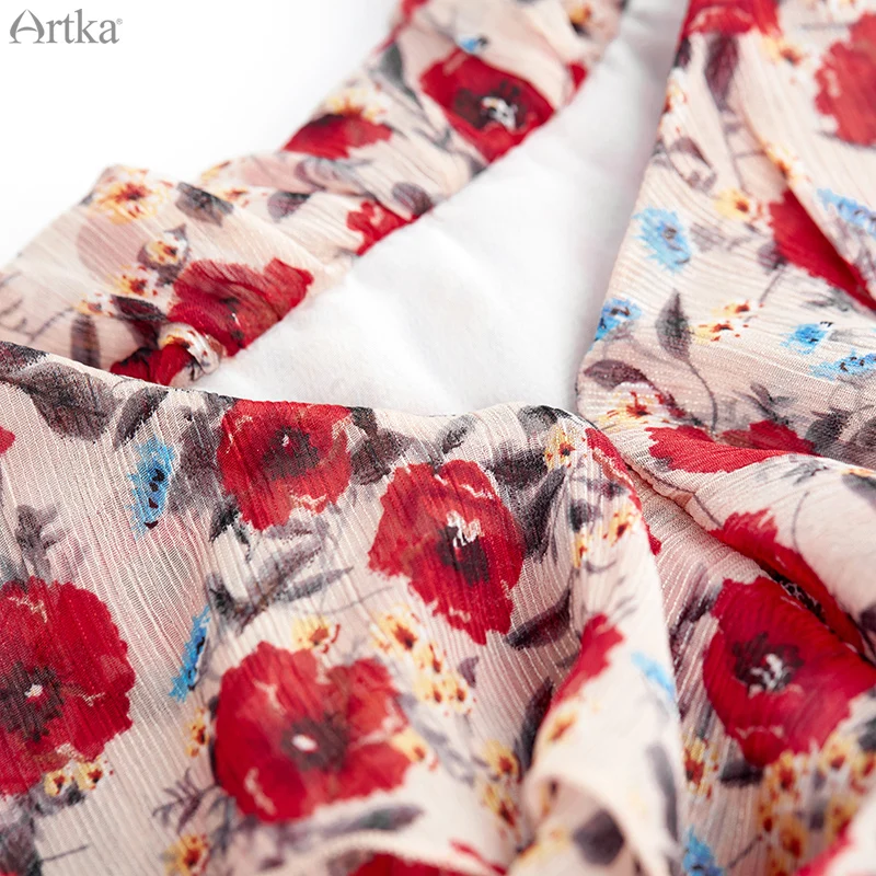 Женское платье с принтом ARTKA летнее без рукавов высокой талией и принтом|Женские