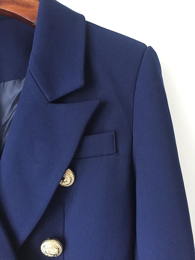 Женский двубортный Блейзер облегающий синий высокого качества 2019|formal blazer|blazer