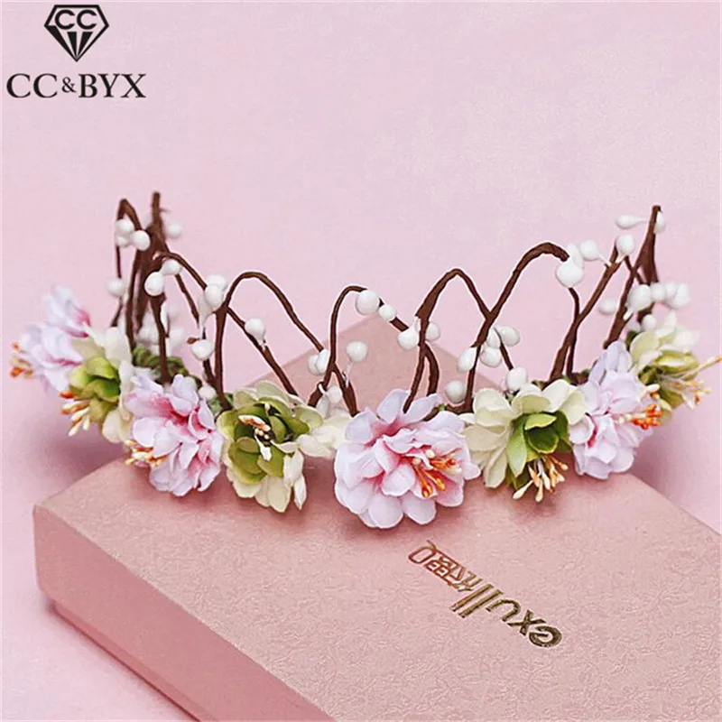 CC Ювелирные Короны тиары цветы повязки для волос корона красоты женщин Свадебные
