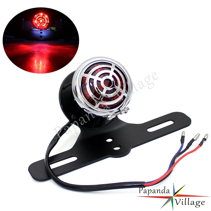 

Papanda Motorcycle Custom LED Rear Taillights Brake Stop Light License Plate Light for Harley Honda Yamaha Cafe Racers