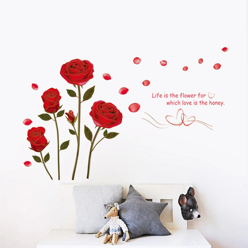 Настенная Наклейка Red Rose Life Is The Flower Quote настенная наклейка домашний