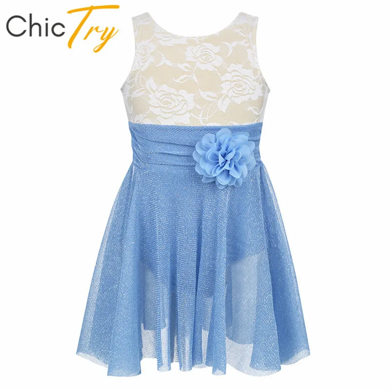 Детское балетное платье пачка для катания на коньках с цветочным кружевом