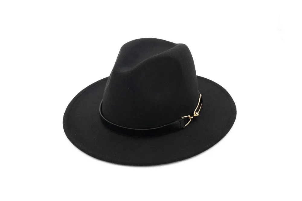 Мода широкими полями осенние женские модные Top Hat Джаз шапка зимняя шляпа-федора шерстяные Шапки новое поступление черные шляпы для женщин