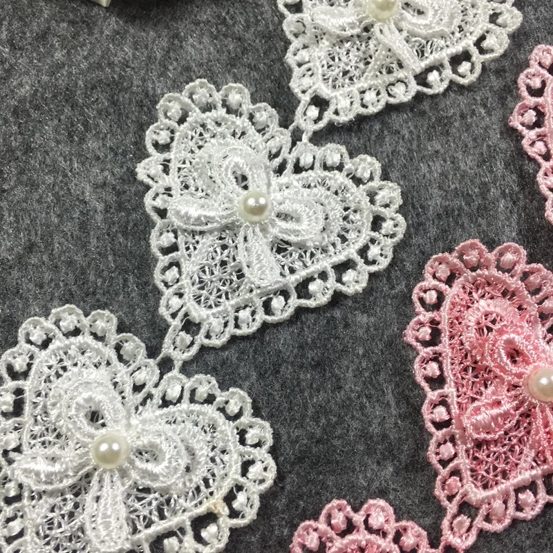 5 ярдов 4 8 см ширина в форме сердца с бисером DIY ручной работы кружева для одежды