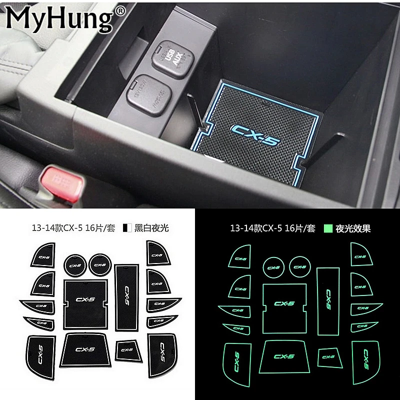 

Anti-slip Non-slip Rubber Cup Holder Sticker Gate Slot Pad Door Groove Mat for Mazda CX-5 CX5 2013 2014 2015 2016 Car Styling
