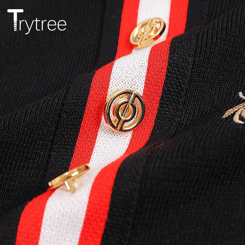 Trytree, летнее платье, элегантное, повседневное, женское, вышивка пчелы, отложной воротник, рубашка, платья, пуговицы, вязанное, мини, офисное, женское платье
