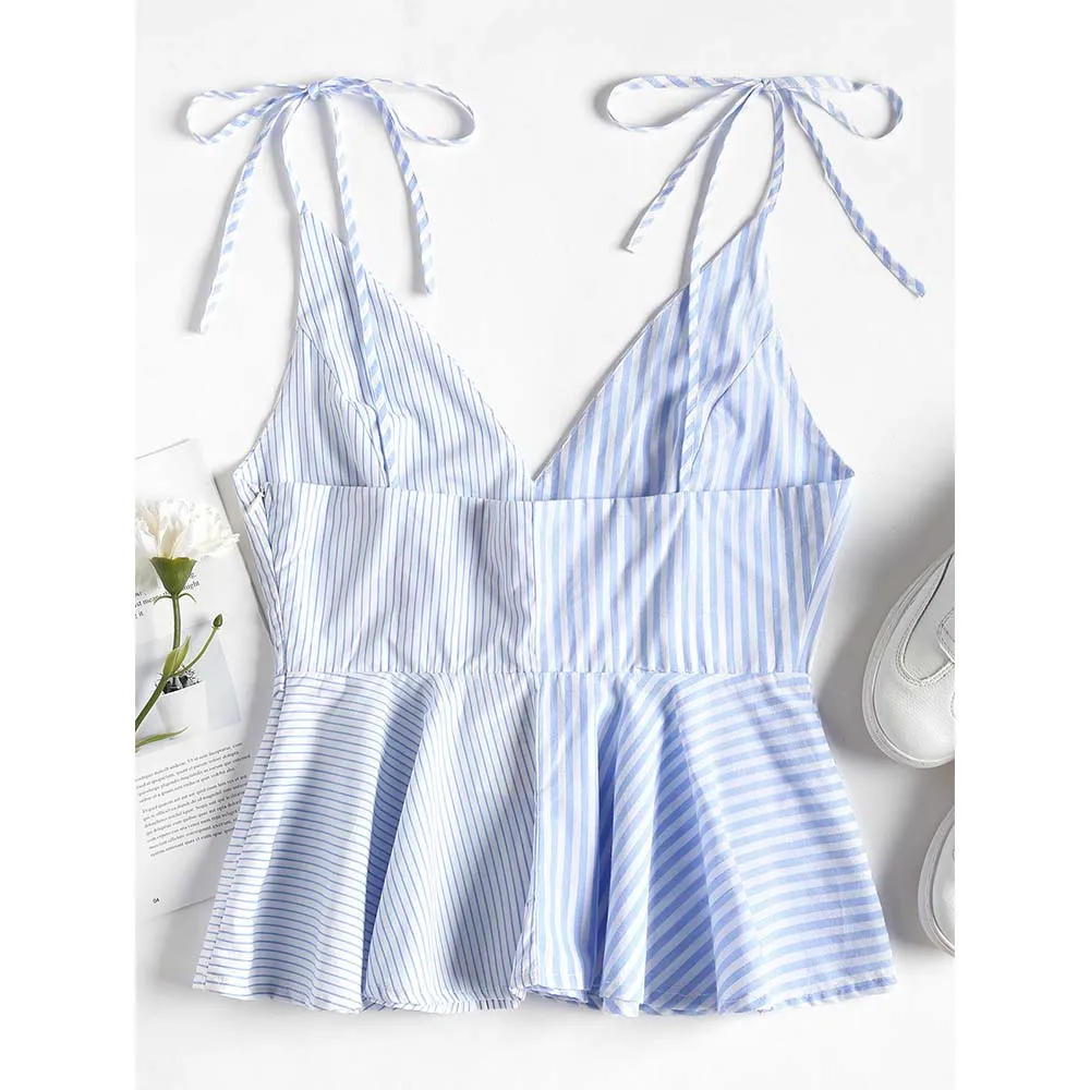 Женские футболки с контрастной панелью и баской ZAFUL сексуальный топ на