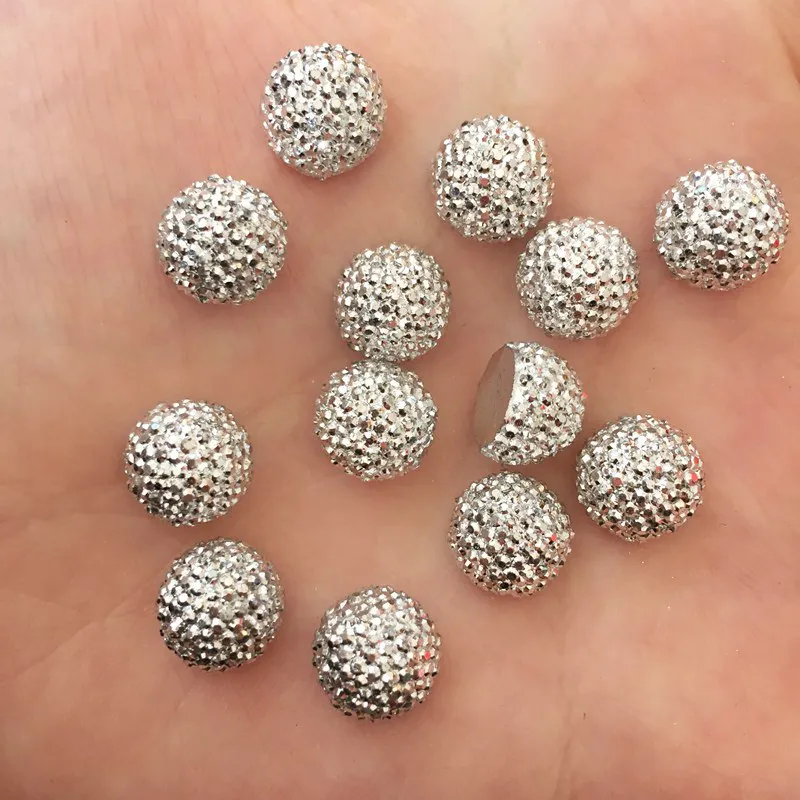 

New 20pcs Resin 10mm 3D half bead round Flatback stone scrapbook DIY buttons ornaments PF119