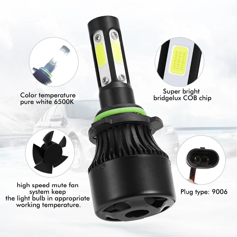 Oslamp X7 9006 4 боковых светящихся автомобильных фар автомобильные лампы COB с чипом