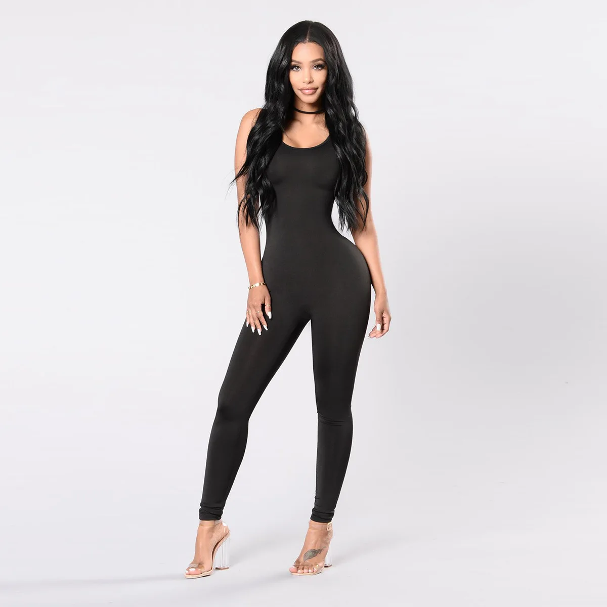 Пикантные с открытыми плечами боди Для женщин Bodycon рукавов комбинезон длинные