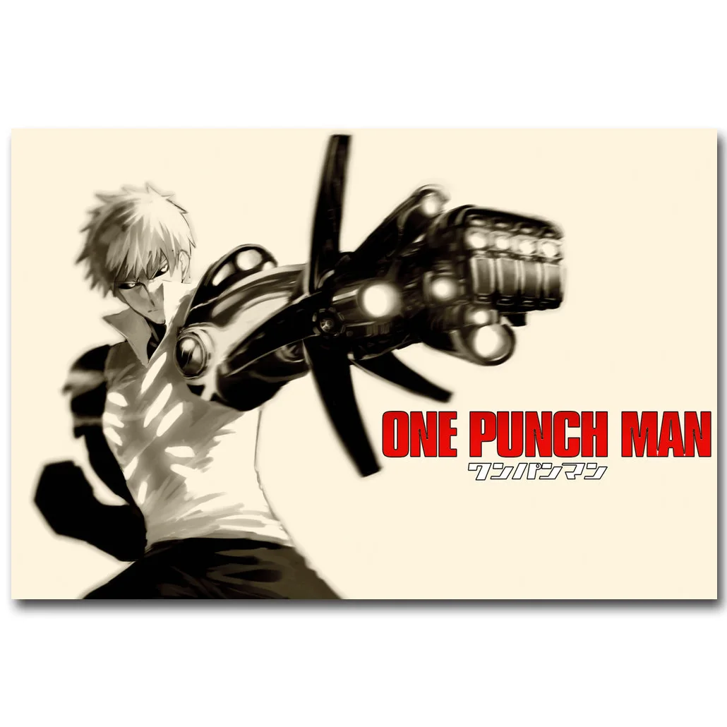 One Punch Man винтажное искусство шелковая ткань плакат Принт 13x20 24x36 дюймов японское аниме картина для украшения стен комнаты Saitama 018 - Цвет: Оранжевый