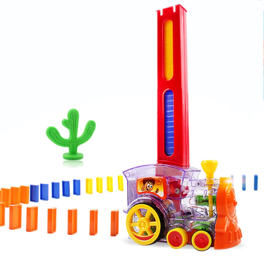 Dominoes Train Car Toys automatic Sets Up 60pcs with Loading Cartridge Lights &amp Sound toys gift for children kid | Игрушки и хобби