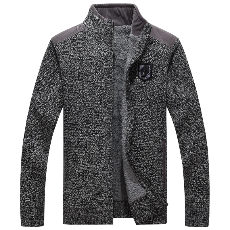 High Quality Men Sweaters With Zippers Thick Fleece Warm Black Casual  Winter Men Cardigan Wool 2019 Big Size XXXL